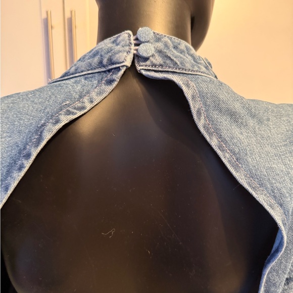 ASOS Blue Denim Dress with Bow Accent - Picture 6 of 8